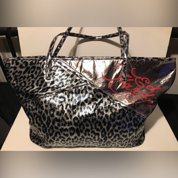 Vintage Womens ED HARDY Leopard Cheetah Love Kills Slowly Skull Shoulder Bag lv - Picture 3 of 12